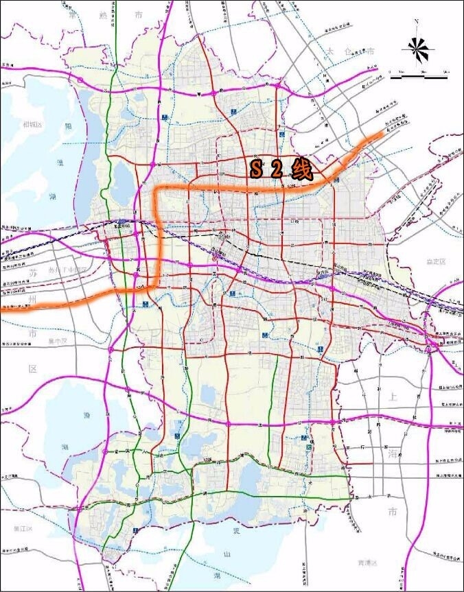 苏州市域轨道s2线 连接苏州工业园区的直达线路,同时联系太仓中心