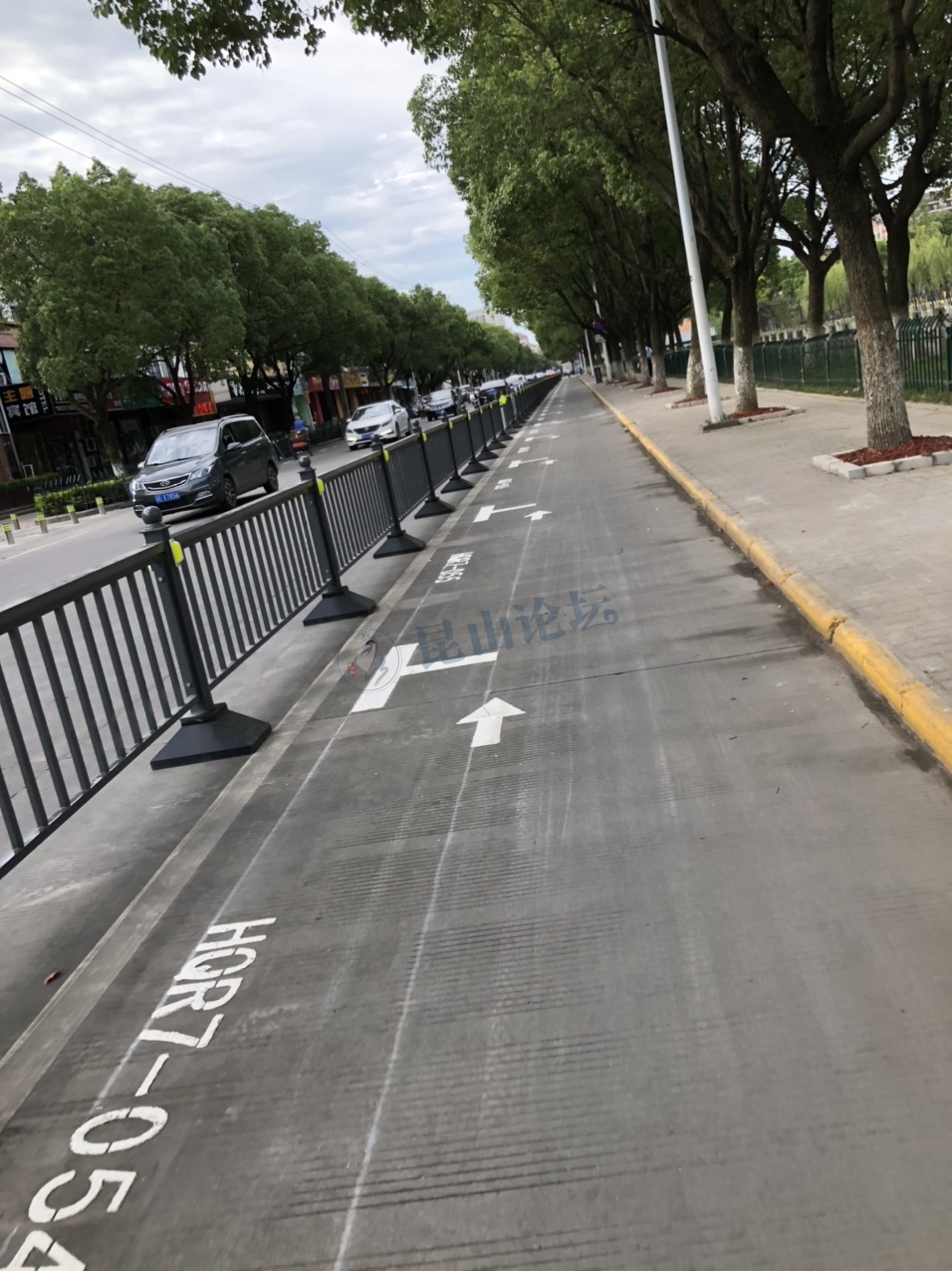 花望路非机动车道划停车位